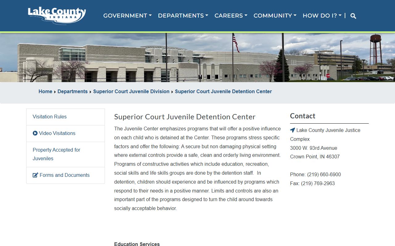 Lake County Juvenile Detention Center secure juvenile detention services